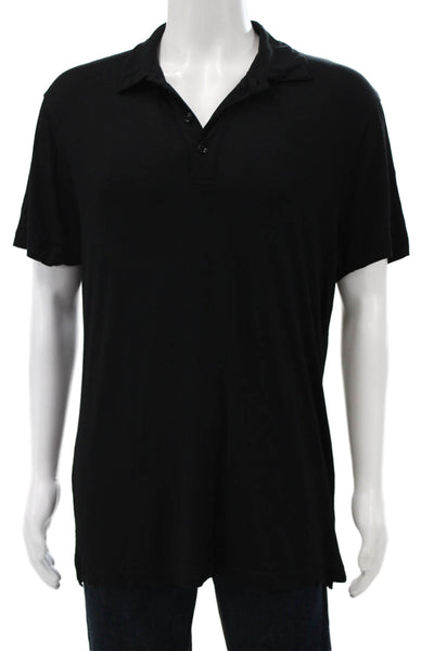 Armani Collezioni Mens T-Shirt Black Collared Short Sleeve Size 2XL