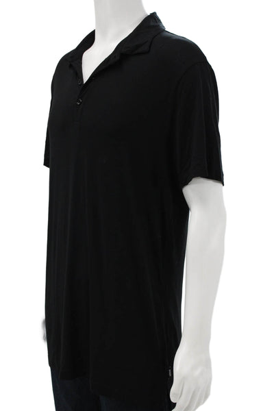 Armani Collezioni Mens T-Shirt Black Collared Short Sleeve Size 2XL