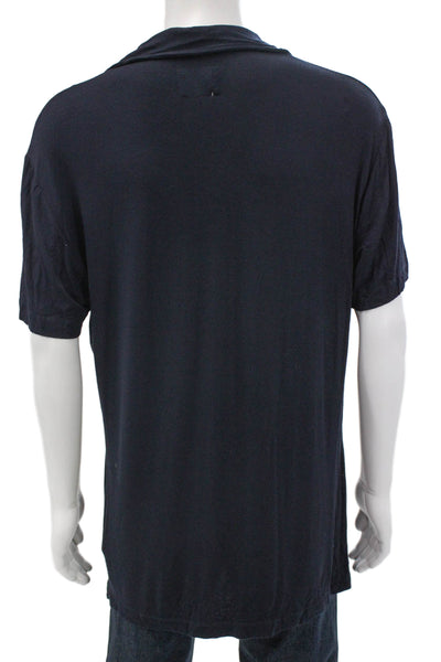Armani Collezioni Mens Collared Viscose Blue T-Shirt Short Sleeve Size 2XL