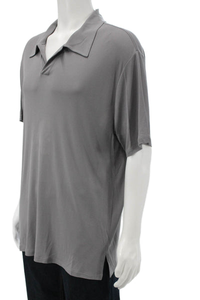 Armani Collezioni Mens Silk Collared Gray Short Sleeve T-Shirt Size 2XL