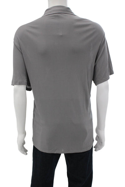 Armani Collezioni Mens Silk Collared Gray Short Sleeve T-Shirt Size 2XL