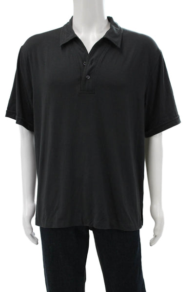 Armani Collezioni Mens Black Collared Polo T Shirt Short Sleeve Size 2XL
