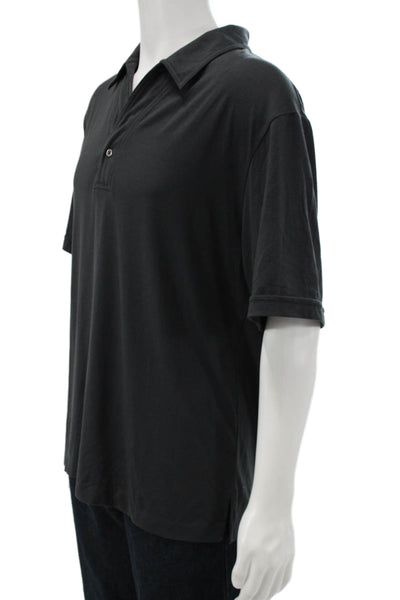 Armani Collezioni Mens Black Collared Polo T Shirt Short Sleeve Size 2XL
