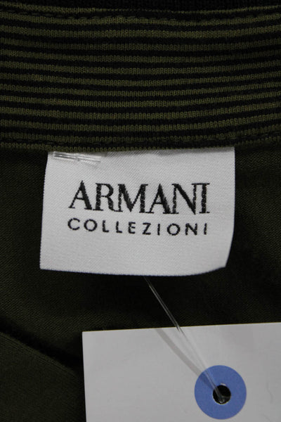 Armani Collezioni Mens T-Shirt Green Henley Short Sleeve Size 2XL