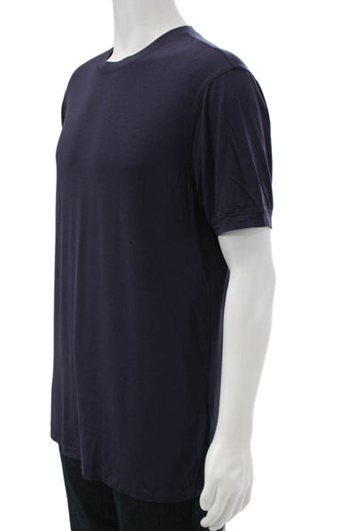 Armani Collezioni Men Basic Viscose Crewneck T-Shirt Blue Short Sleeve Size 2XL