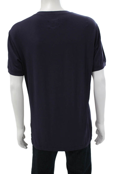 Armani Collezioni Men Basic Viscose Crewneck T-Shirt Blue Short Sleeve Size 2XL