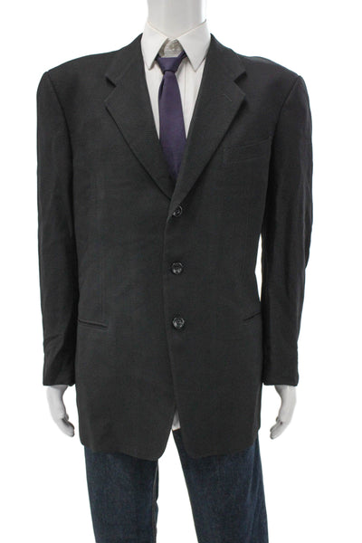 Armani Collezioni Mens Gray Geometric Wool Viscose Blazer Size 42