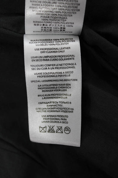Michael Kors Womens Biker Leather Jacket Gray Zip Long Sleeve Size S