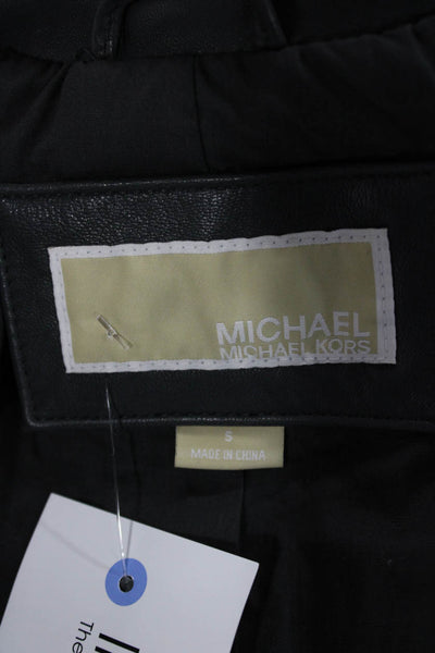 Michael Kors Womens Biker Leather Jacket Gray Zip Long Sleeve Size S