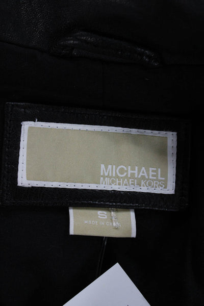 Michael Michael Kors Women Biker Leather Jacket Brown Zip Long Sleeve Size 6