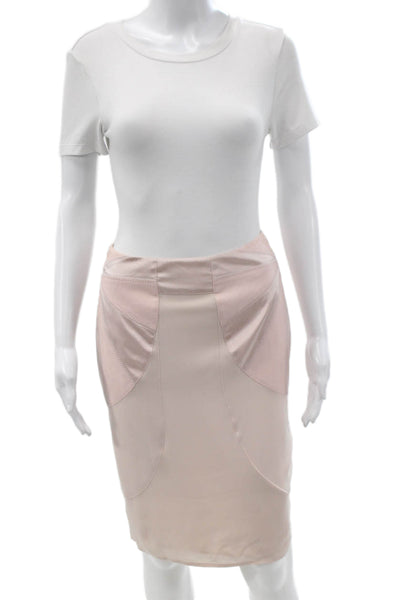 Catherine Malandrino Womens Pink Silk Straight Pencil Skirt Zip Closure Size 2