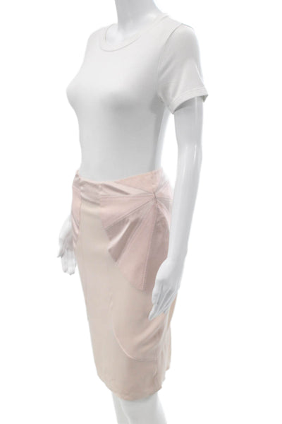 Catherine Malandrino Womens Pink Silk Straight Pencil Skirt Zip Closure Size 2