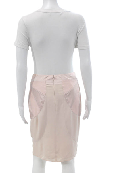 Catherine Malandrino Womens Pink Silk Straight Pencil Skirt Zip Closure Size 2