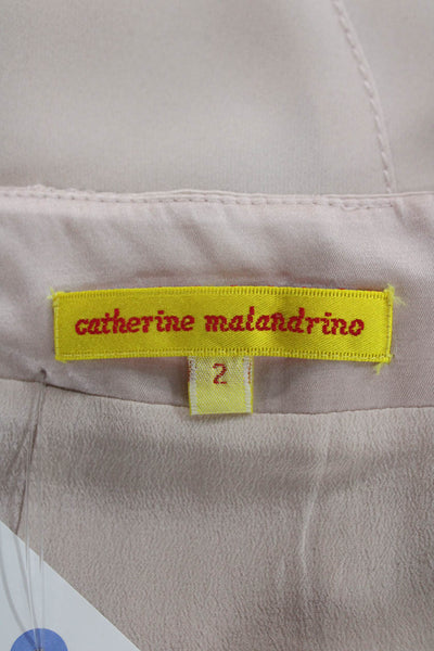 Catherine Malandrino Womens Pink Silk Straight Pencil Skirt Zip Closure Size 2