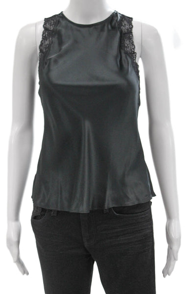 Cami NYC Womens Silk Camisole High Neck Sleeveless Black Size 2XS