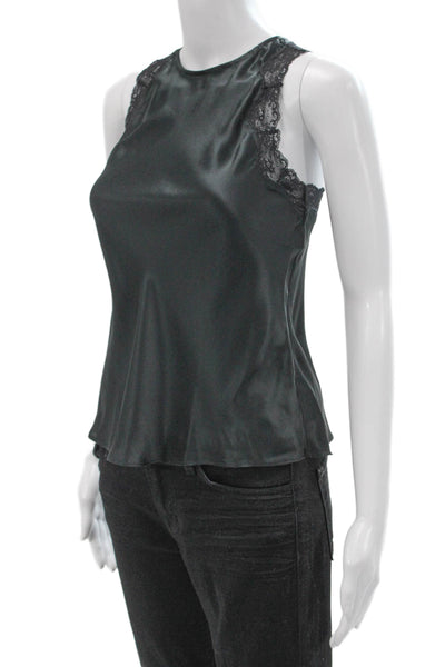 Cami NYC Womens Silk Camisole High Neck Sleeveless Black Size 2XS