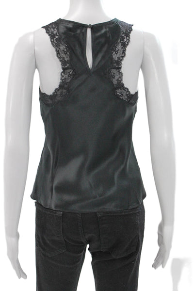 Cami NYC Womens Silk Camisole High Neck Sleeveless Black Size 2XS