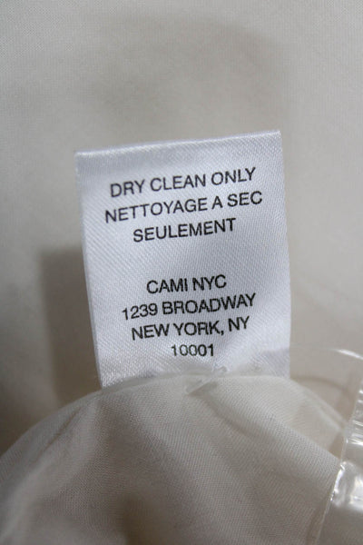Cami NYC Women Ivory Silk Round Neck Button Long Sleeve Blouse Size S