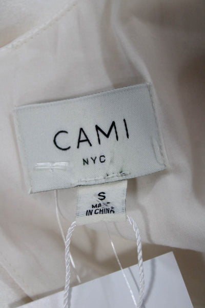 Cami NYC Women Ivory Silk Round Neck Button Long Sleeve Blouse Size S