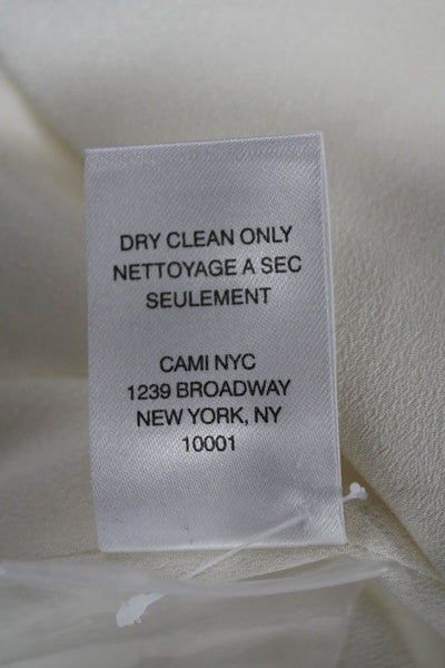 Cami NYC Womens Silk Basic Blouse Ivory Long Sleeve Button Round Neck Size S
