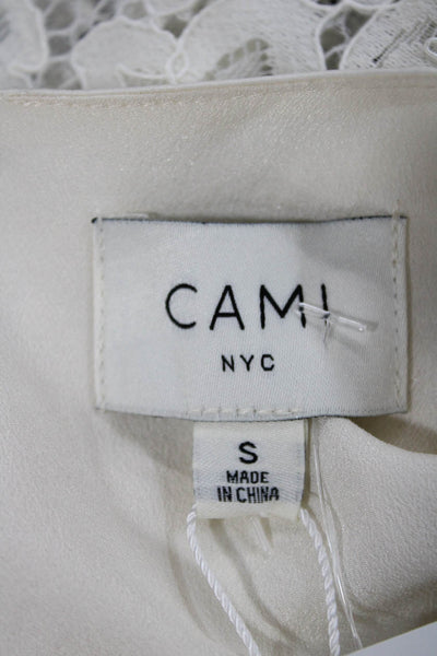 Cami NYC Womens Silk Basic Blouse Ivory Long Sleeve Button Round Neck Size S