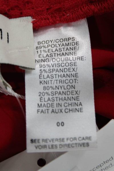 Cami NYC Womens Lace Sleeveless Square Neck Bodysuit Red Size 00
