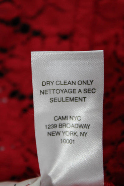 Cami NYC Womens Lace Sleeveless Square Neck Bodysuit Red Size 00