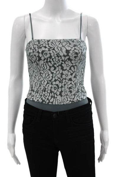 Cami NYC Womens Floral Square Neck Sleeveless One Piece Bodysuit Gray Size 0