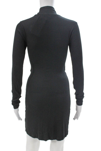 LNA Women Bodycon Black Rayon Mock Neck Long Sleeve Mini Dress Size XS