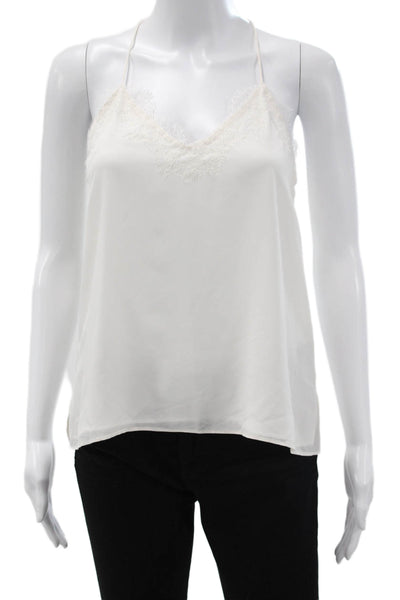 Cami NYC Women Silk V-Neck Sleeveless Tank White Solid Size XS