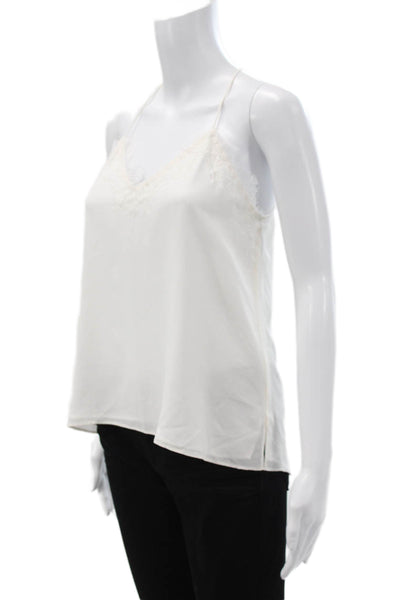 Cami NYC Women Silk V-Neck Sleeveless Tank White Solid Size XS