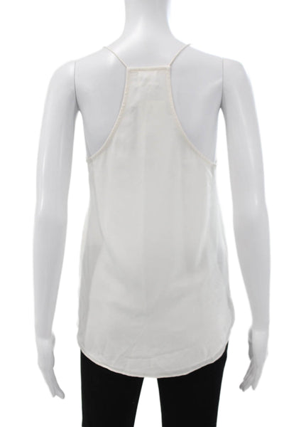 Cami NYC Women Silk V-Neck Sleeveless Tank White Solid Size XS