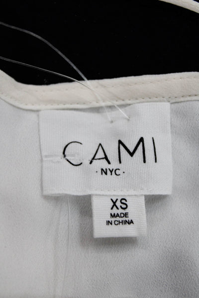 Cami NYC Women Silk V-Neck Sleeveless Tank White Solid Size XS