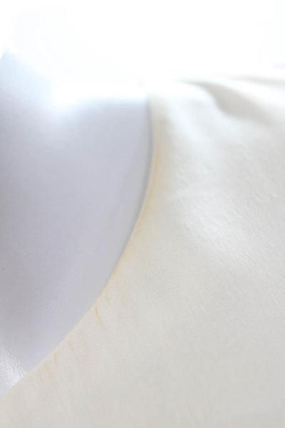 Cami NYC Women Silk Ivory Round Neck Long Sleeve Basic Blouse Size M