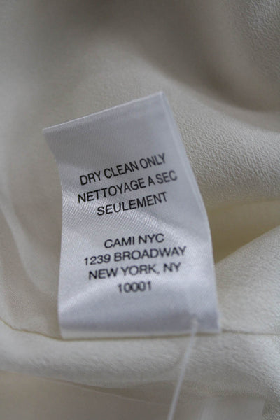 Cami NYC Women Silk Ivory Round Neck Long Sleeve Basic Blouse Size M