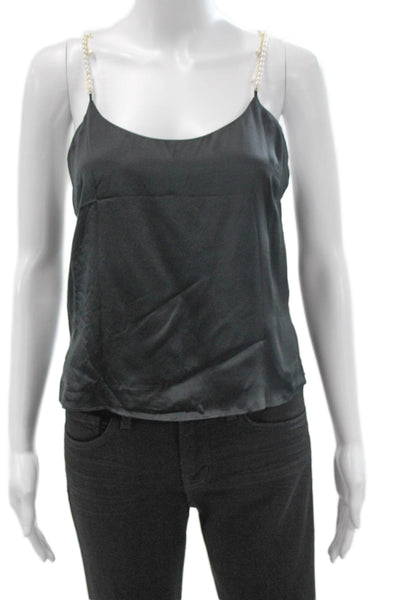 Cami NYC Women Silk Scoop Neck Tank Black Size 2XS