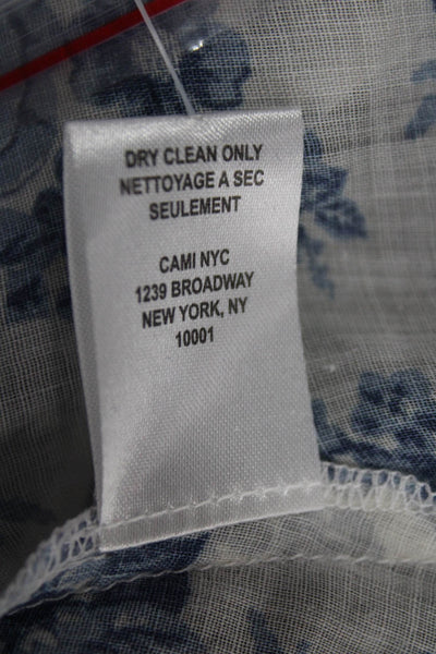 Cami NYC Women Floral Ramie Button Round Neck Long Sleeve Blouse Size XS