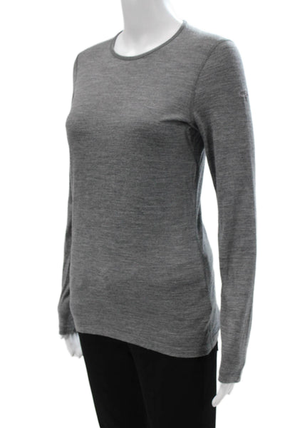 Icebreaker Women Wool Gray Crew Neck Long Sleeve Basic T-Shirt Size S