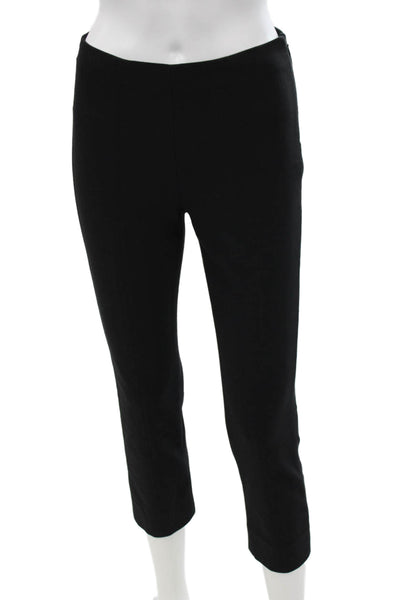 Vince Women Cropped Pants Black Cotton Solid Zip Petites Size S