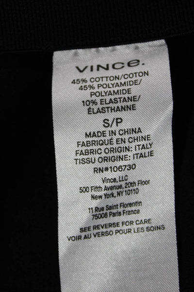Vince Women Cropped Pants Black Cotton Solid Zip Petites Size S
