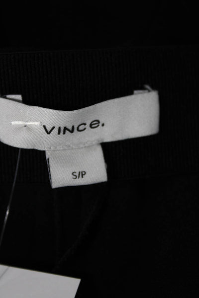 Vince Women Cropped Pants Black Cotton Solid Zip Petites Size S