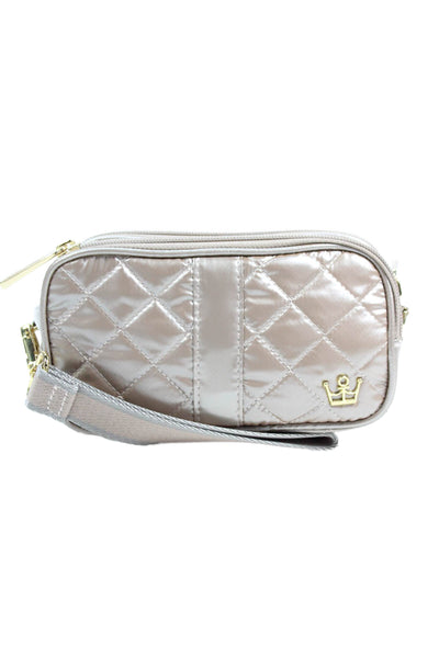 Oliver Thomas Womens Single Strap Quilted Nylon Mini Shoulder Handbag Brown