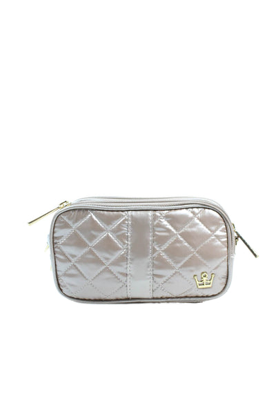 Oliver Thomas Womens Single Strap Quilted Nylon Mini Shoulder Handbag Brown