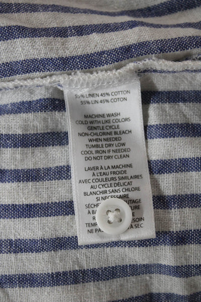 Beach Lunch Lounge Women Shirt Dress Blue Striped Sleeveless Size S