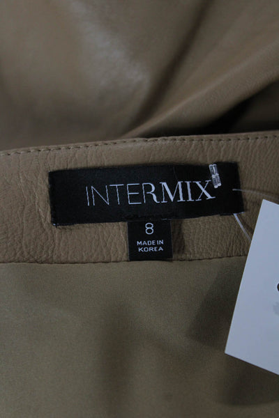 Intermix Womens Mini Skirt Beige Lamb Leather Buckle Short Fall Size 8