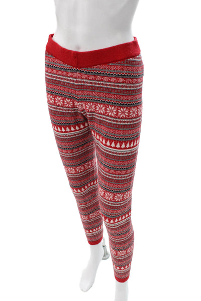Cynthia Rowley Womens Red Fair Isle Rayon Holiday Winter Leggings Size S