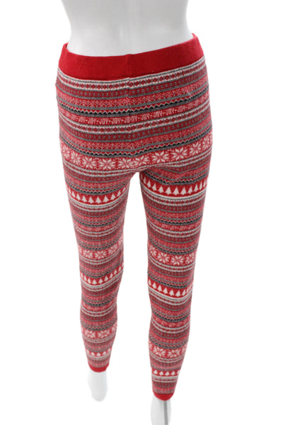 Cynthia Rowley Womens Red Fair Isle Rayon Holiday Winter Leggings Size S