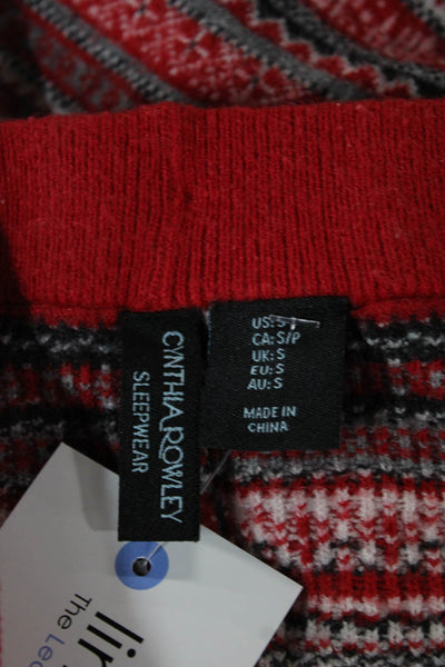 Cynthia Rowley Womens Red Fair Isle Rayon Holiday Winter Leggings Size S