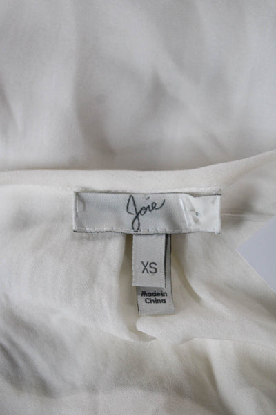 Joie Women Silk V-Neck Tunic Blouse Ivory Long Sleeve Pullover Size XS