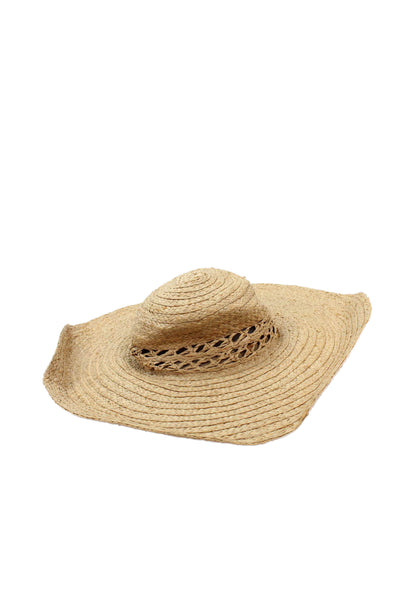 J Crew Womne's Rafia Straw Wide Brim Panama Hat One Size